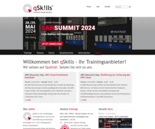 Qskills.com(IT-Trainingsanbieter) Screenshot