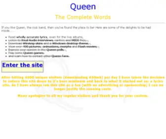 Queenwords.com(Queen Words) Screenshot