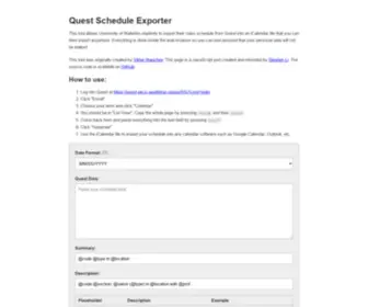 Questscheduleexporter.xyz(Questscheduleexporter) Screenshot