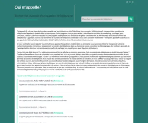 Quiappelle.fr(Recherche inversée d'un numéro de téléphone) Screenshot