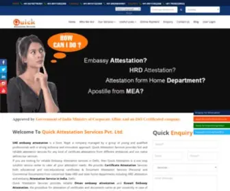 Quickembassy.co.in(Quick attestation services) Screenshot