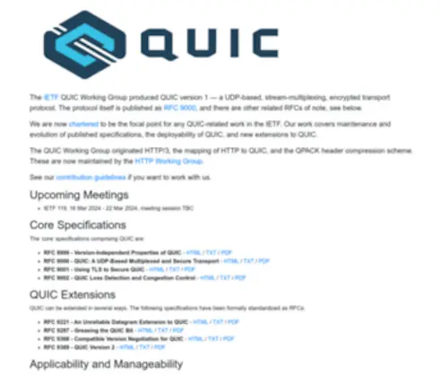 Quicwg.org(QUIC Working Group) Screenshot