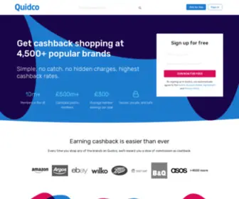 Quidco.co.uk(The UK's No.1 Cashback & Voucher Codes Site) Screenshot