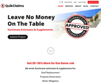 Quikclaimsllc.com(Xactimate Estimates & Supplements (Estimating Service for Roofing & Restoration)) Screenshot