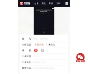 Qumingdashi.com(宝宝取名大师网) Screenshot