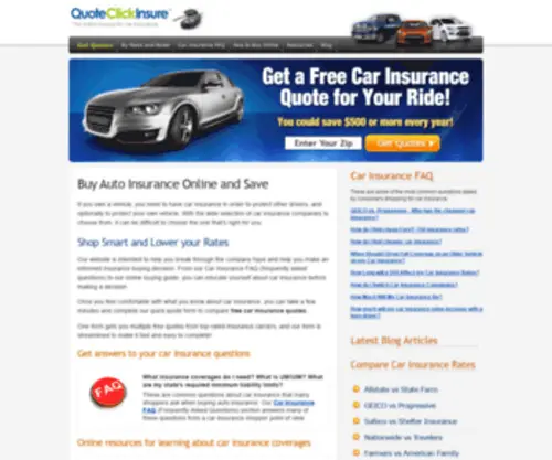 Quoteclickinsure.com(Free Car Insurance Quotes and Buyers Guides) Screenshot