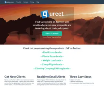 Qureet.com(Top tweets about your topics in a daily email) Screenshot