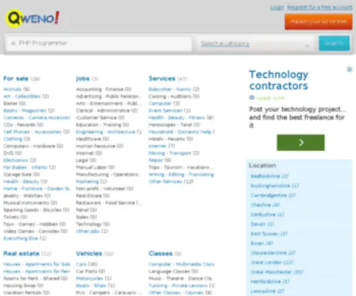 Qweno.co.uk(Free Classifieds Ads in United Kingdom) Screenshot