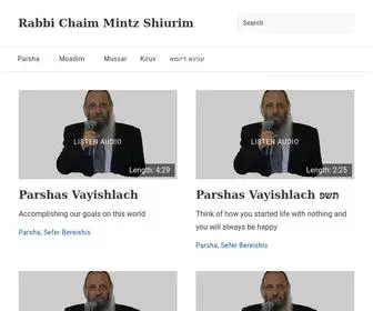 Rabbichaimmintz.org(Library of Shiurim by R' Chaim Mintz) Screenshot