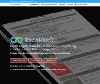 Racereach.com(RaceReach Registration) Screenshot
