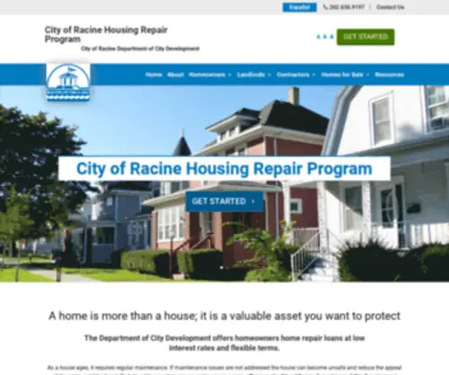 Racinehousingloans.com(The City of Racine) Screenshot