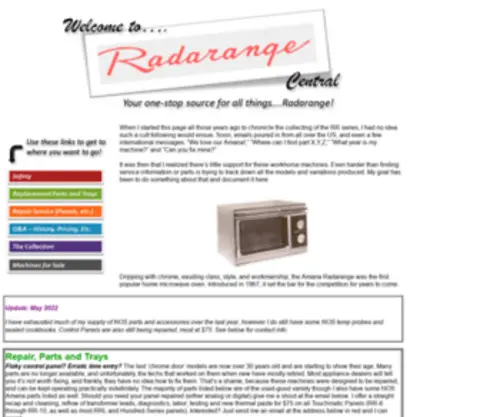 Radarange.com(The Radarange Collection &amp; Repair) Screenshot