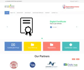 Radiantca.com.np(Application For Digital Signature Certificates) Screenshot