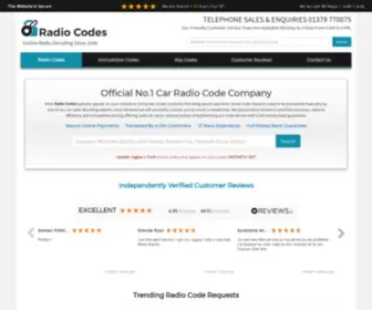 Radiocodes.co.uk(Radio Codes Supplied Online For Most Cars & Vans) Screenshot