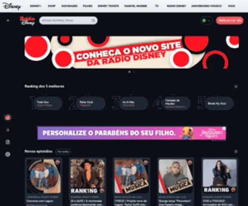 Radiodisney.com.br(Rádio Disney Brasil) Screenshot