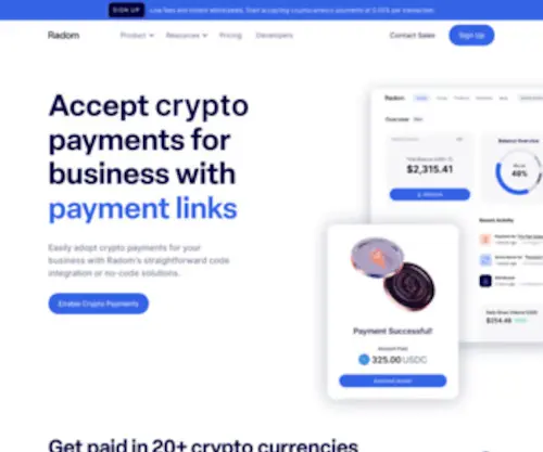 Radom.com(Crypto Payment Gateway) Screenshot