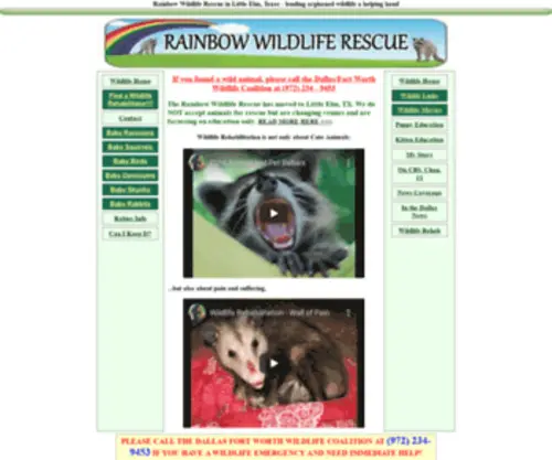 Rainbowwildlife.com(Rainbow Wildlife Rescue and Wildlife Rehabilitation in Texas Rainbow Wildlife Rescue in Little Elm) Screenshot