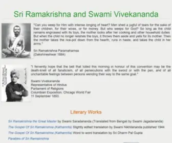 Ramakrishnavivekananda.info(Sri Ramakrishna and Swami Vivekananda) Screenshot