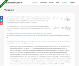 Ramanujanmachine.com(Using algorithms to discover new mathematics) Screenshot