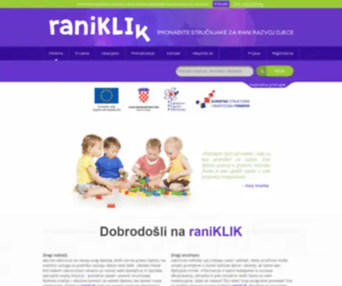 Raniklik.hr(RaniKLIK je tražilica usluga za podršku razvoju djece rane dobi (0) Screenshot