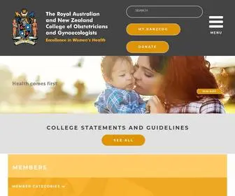 Ranzcog.edu.au(The Royal Australian and New Zealand College of Obstetricians and Gynaecologists) Screenshot