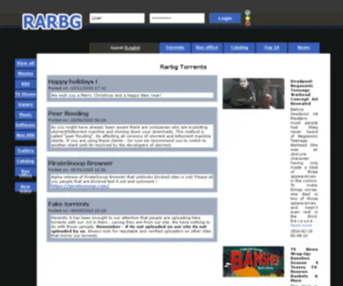 Rarbgproxy.com(RARBG Rarbg Index page) Screenshot