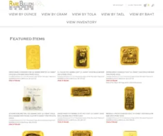 Rarebullion.com(Rare Collectible Vintage Historical Gold and Silver Bullion Bars) Screenshot