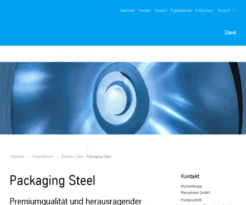 Rasselstein.com(Unsere Business Unit Packaging Steel) Screenshot