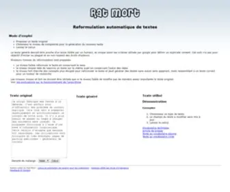 Ratmort.com(Reformulation automatique de textes pour webmasters) Screenshot