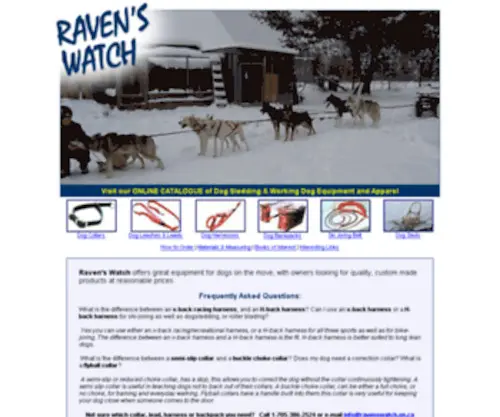 Ravenswatch.on.ca(Equipment for the Active and Working Pet) Screenshot