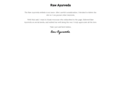 Rawayurveda.com(Raw Ayurveda™) Screenshot
