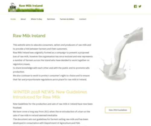 Rawmilkireland.com(The sale of raw unpasteurised milk in Ireland) Screenshot