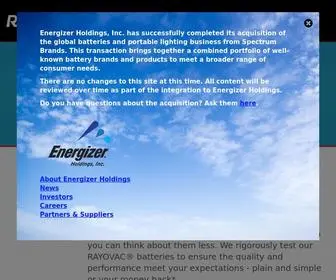 Rayovac.com(Batteries, Hearing Aid Batteries, Flashlights, & Battery Chargers) Screenshot