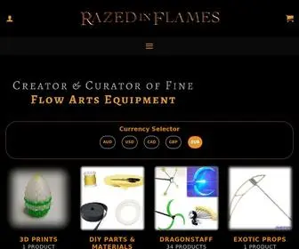 Razedinflames.com(Epic Fire Twirling & Flow Arts Equipment) Screenshot