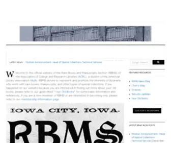 RBMS.info(Rare Books & Manuscripts Section) Screenshot