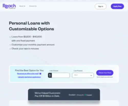 Reach.com(Reach financial) Screenshot