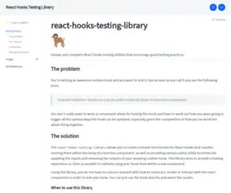 React-Hooks-Testing-Library.com(React Hooks Testing Library) Screenshot