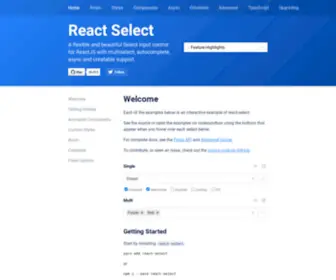 React-Select.com(React) Screenshot