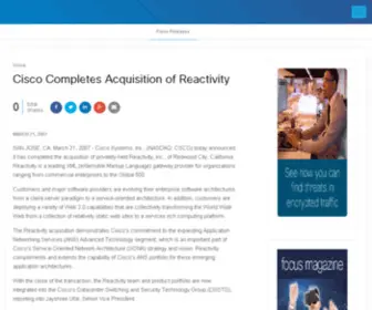 Reactivity.com(Cisco Completes Acquisition of Reactivity) Screenshot