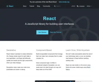 Reactjs.org(A JavaScript library for building user interfaces) Screenshot
