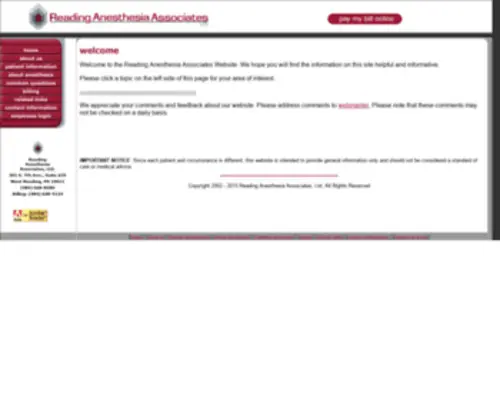 Readinganesthesia.com(Reading Anesthesia Associates) Screenshot