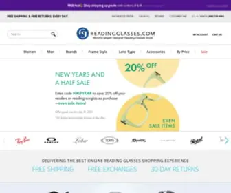 Readingglasses.com(World's Largest Designer Reading Glasses Store) Screenshot