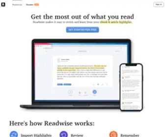 Readwise.io(Grow wiser and retain books better) Screenshot