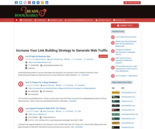 Readybookmarks.com(Increase Your Link Building Strategy and Resources to Generate Web Traffic) Screenshot