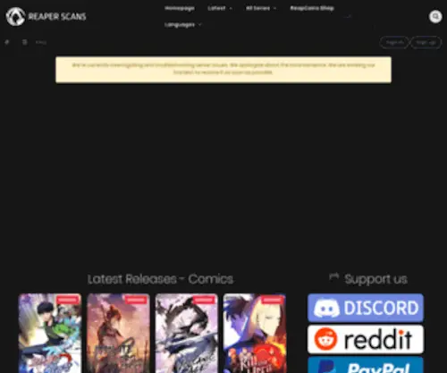 Reaperscans.com(Comics and Novels) Screenshot