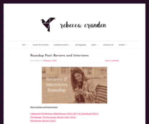 Rebeccacrunden.com(A writer's blog) Screenshot