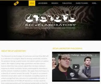 Recaplaboratory.com(RECaP Laboratory Research on the Ecology of Carnivores and their Prey) Screenshot