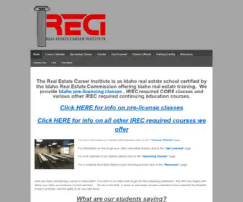Recareerinstitute.com(Idaho Certified Real Estate Education Provider) Screenshot