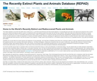 Recentlyextinctspecies.com(A Database of the World's Recently Extinct Species) Screenshot