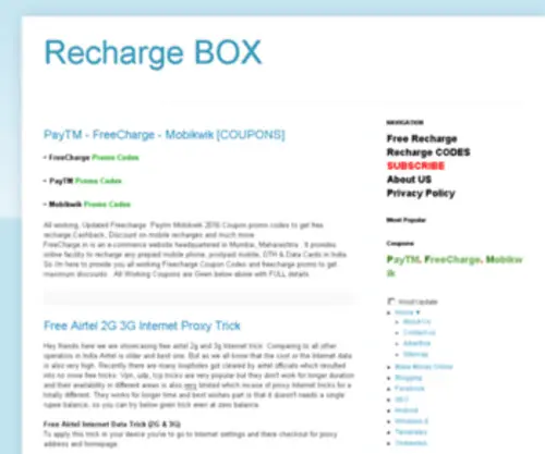 Rechargencoupons.com(Recharge Box) Screenshot